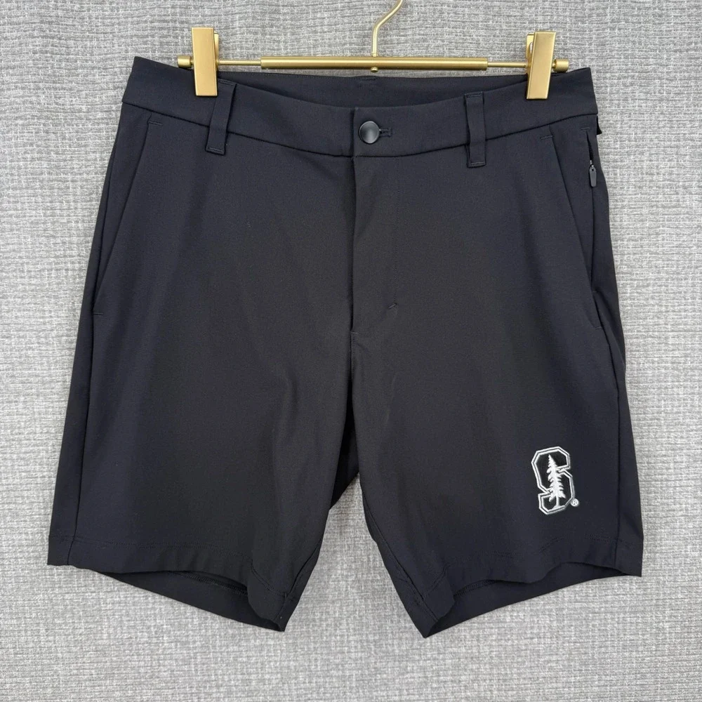 Lululemon Commission Golf Shorts Men 28 Black Stanford Logo